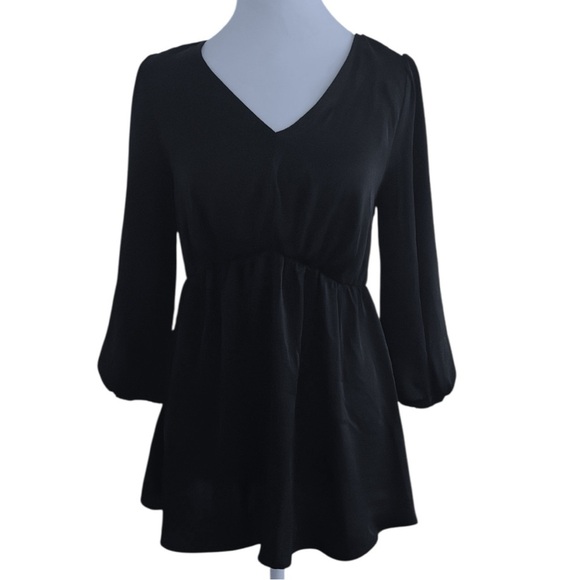 Isabel Ingrid Maternity Top XS Black Blouse Elbow Sleeve Back Cut Out Shirt - Picture 3 of 8